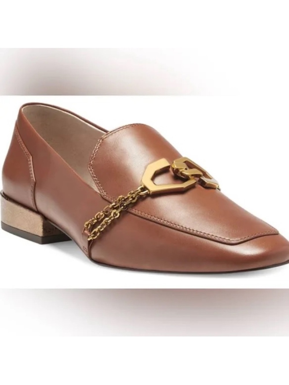 Louise et Cie brown loafers gold hardware chain 9